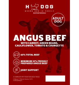 H Dog Superfood dry food for dogs H Hog with Angus Beef  carrot, green beans, cauliflower, tomato and Courgette
