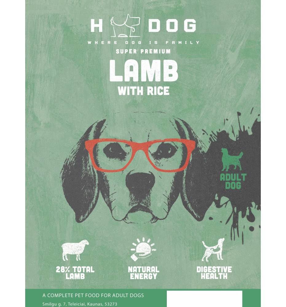H DOG Super Premium Adult Dog food  Lamb with Rice