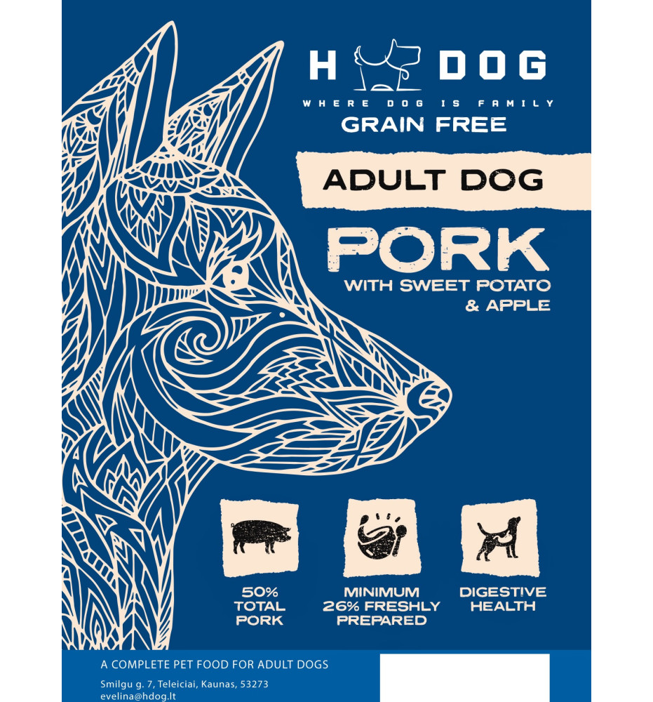 H DOG Grain Free Pork with Sweet Potato & Apple