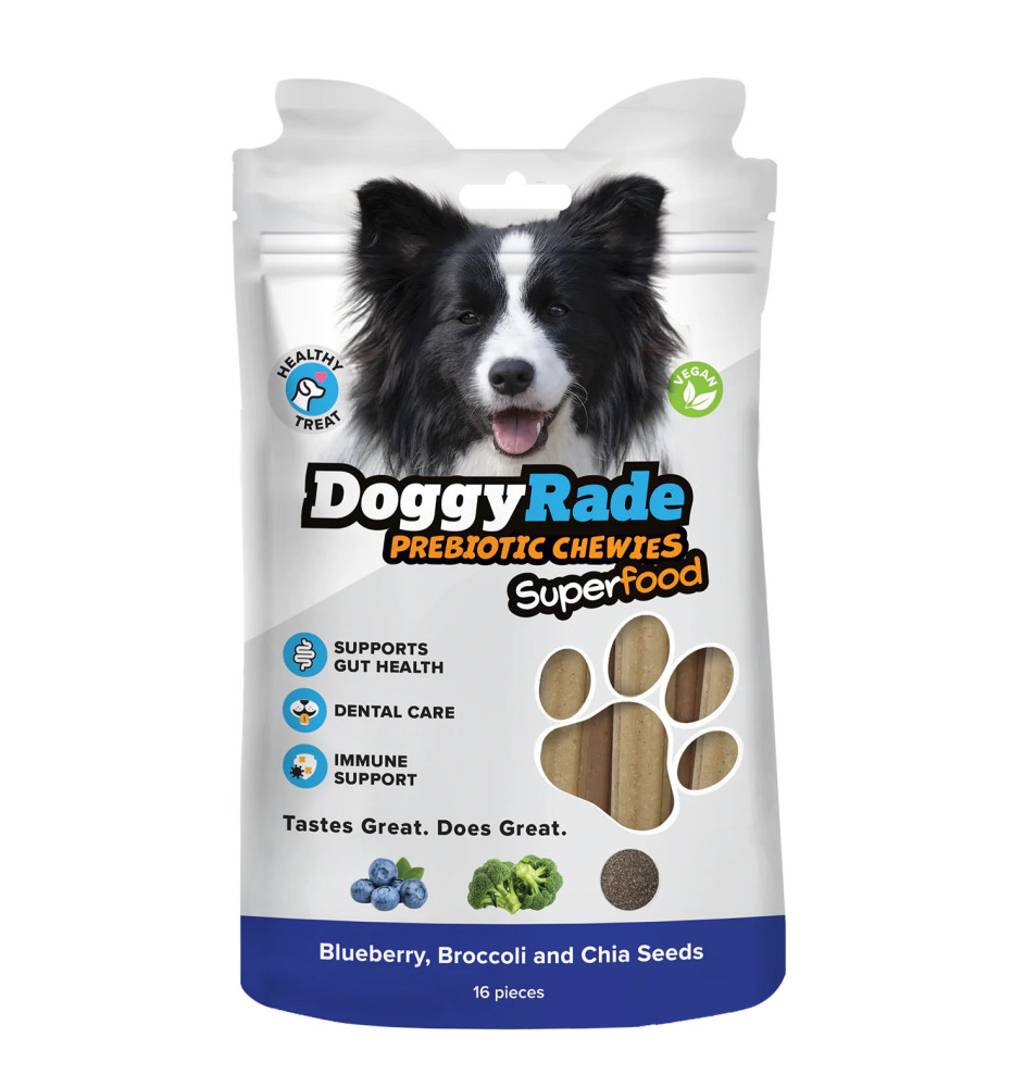 DoggyRade Superfood  prebiotiniai kramtalai su brokoliais, šilauogėmis ir chia sėklomis