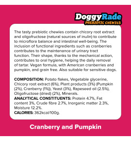 DoggyRade SuperFood prebiotiniai kramtalai šunims su spanguolėmis ir moliūgu